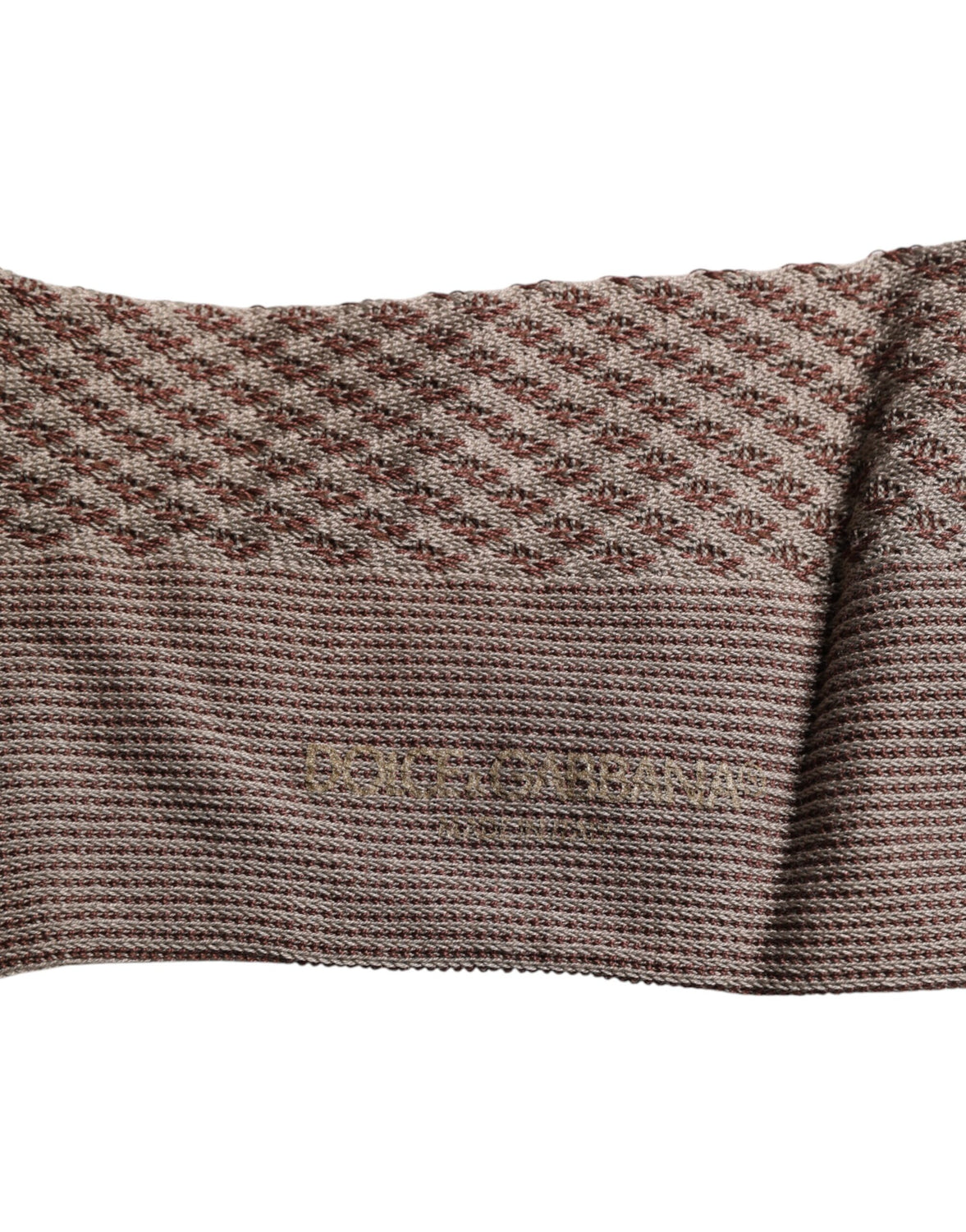 Brown Solid DG Logo Mid Calf Men Socks