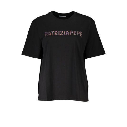 Black Cotton Women T-Shirt