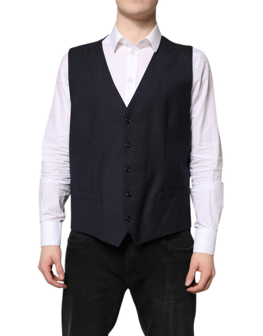 Black Wool Waistcoat Dress Formal Vest