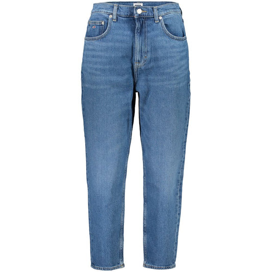 Blue Cotton Women's High-Waisted Jean