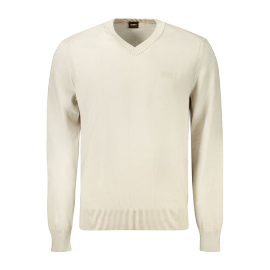Beige Cotton Men's Long Sleeve Shirt