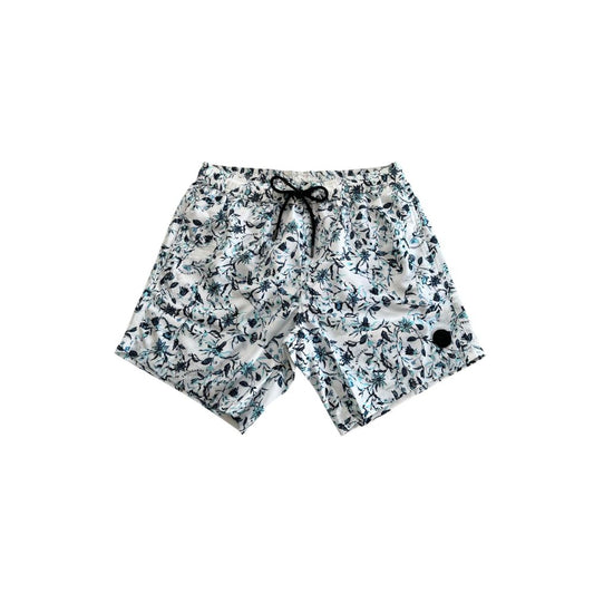 White Polyester Men Swim Shorts