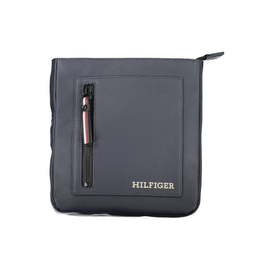 Navy Polyurethane Men's Shoulder Bag