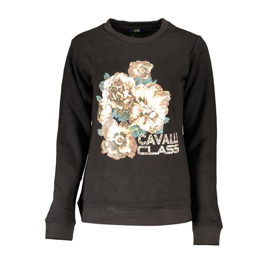 Black Cotton Women Sweatshirt