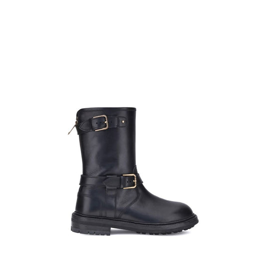 Black Calf Leather Bos Taurus Lace-Up Boots