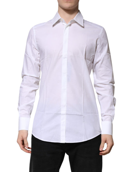 White Cotton GOLD Long Sleeves Formal Shirt