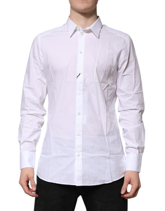 White Cotton GOLD Long Sleeves Dress Shirt