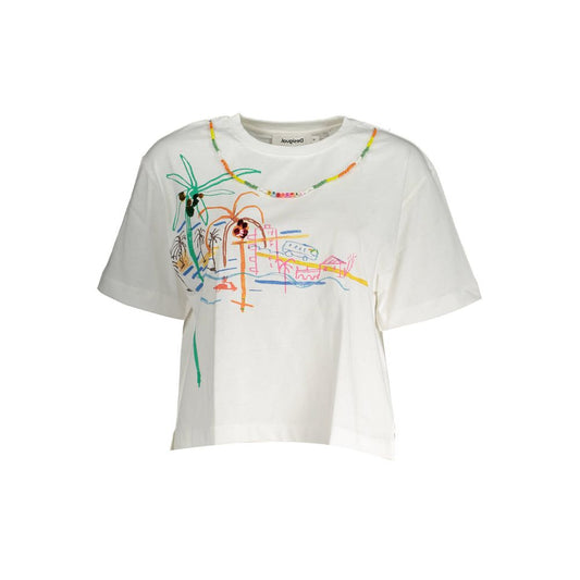 White Cotton Women T-Shirt