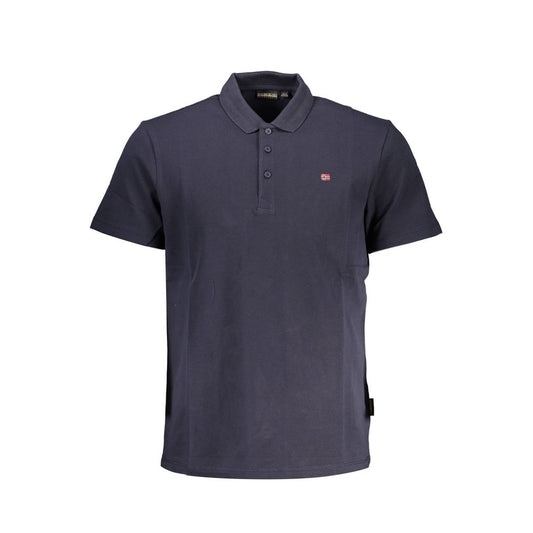 Blue Cotton Men Polo Shirt