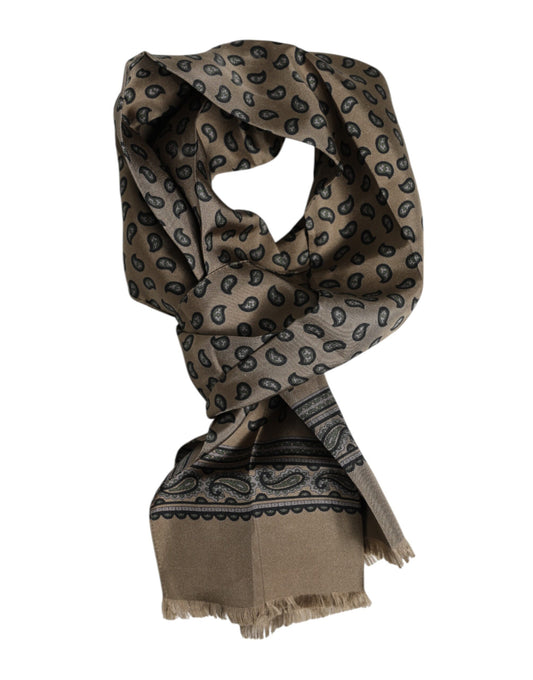 Brown Printed Neck Warmer Men Foulard Scarf