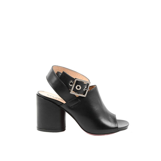 Black Leather High Heel Pumps