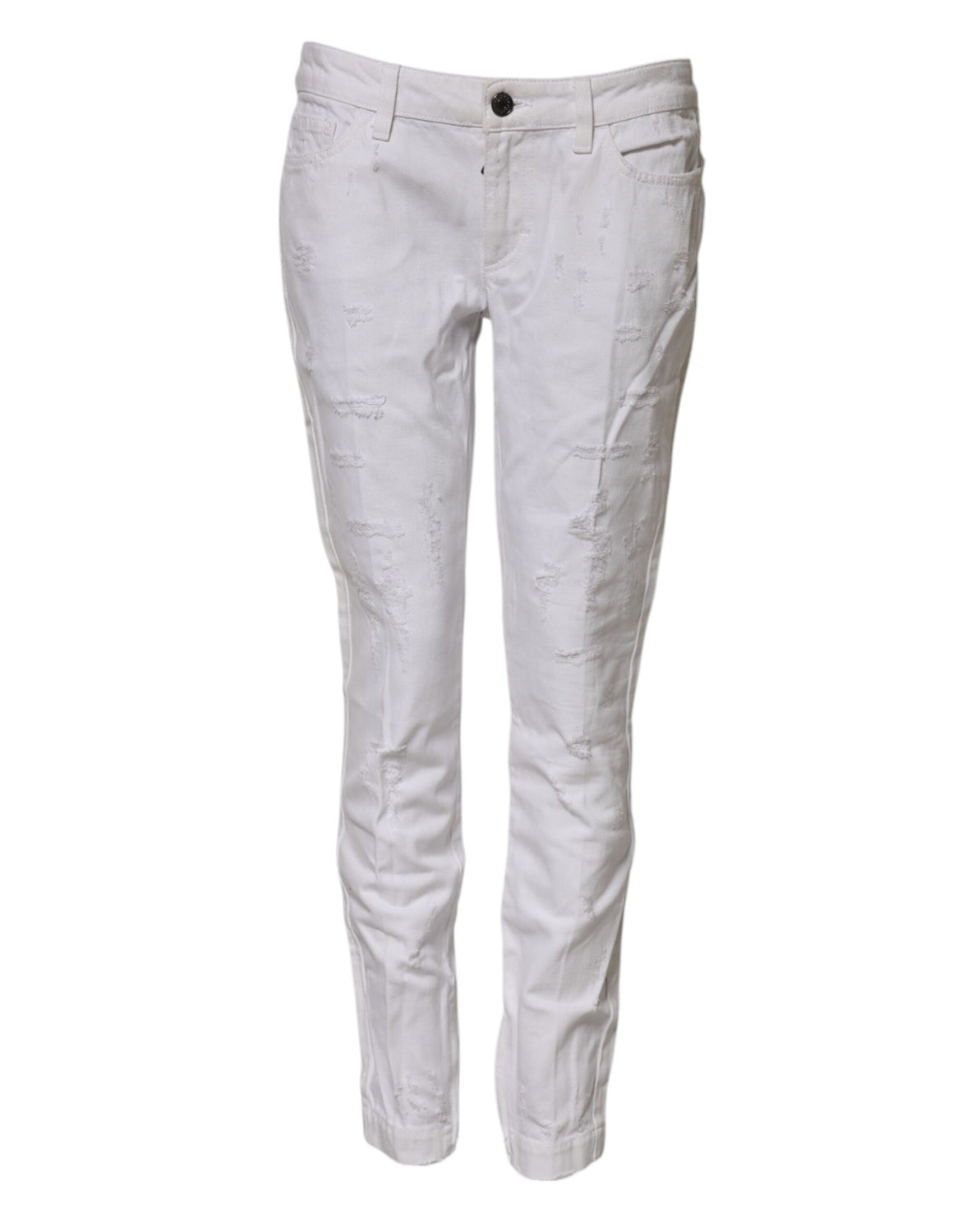 White Cotton Mid Waisted Women Denim Jeans