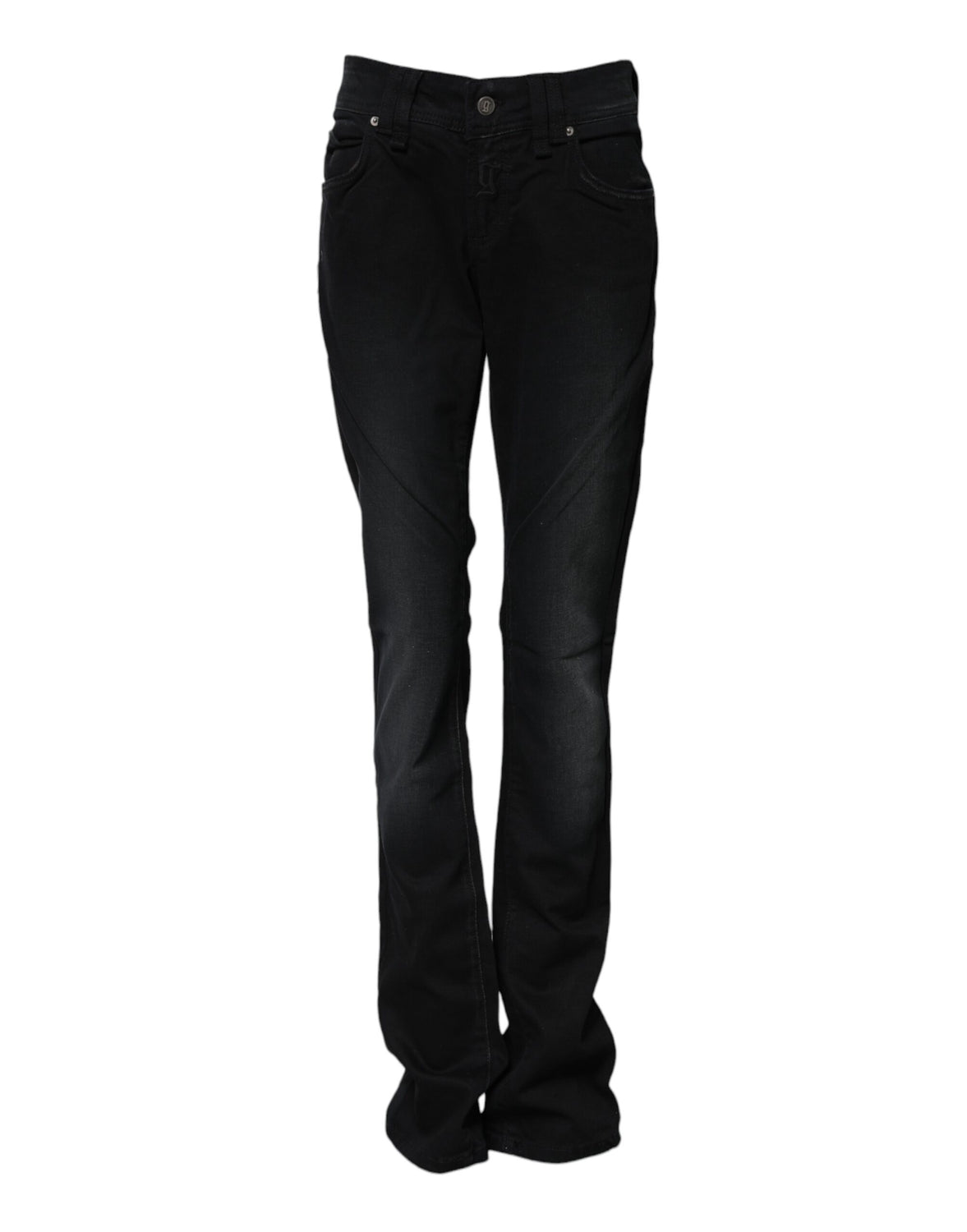 Black Cotton Mid Waist Tapered Denim Jeans