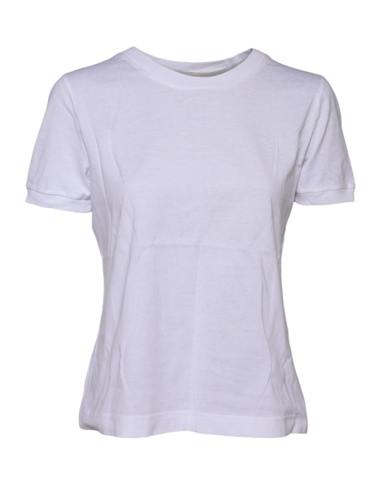 White Cotton Round Neck Short Sleeves T-shirt