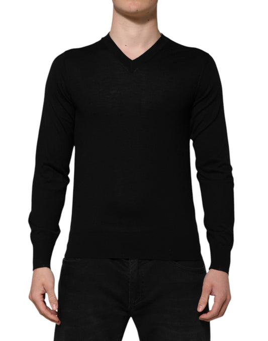 Dark Gray Embroidered Logo Pullover Sweater