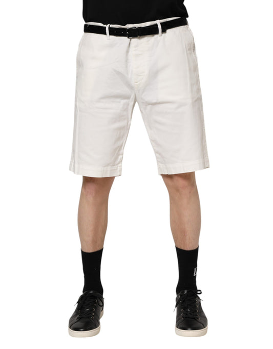 White Chinos Cotton Stretch Men Casual Shorts