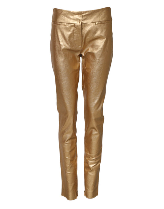 Metallic Gold High Waist Skinny Trouser Pants