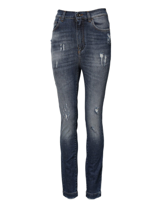 Blue Cotton HighWaist Skinny Denim Jeans