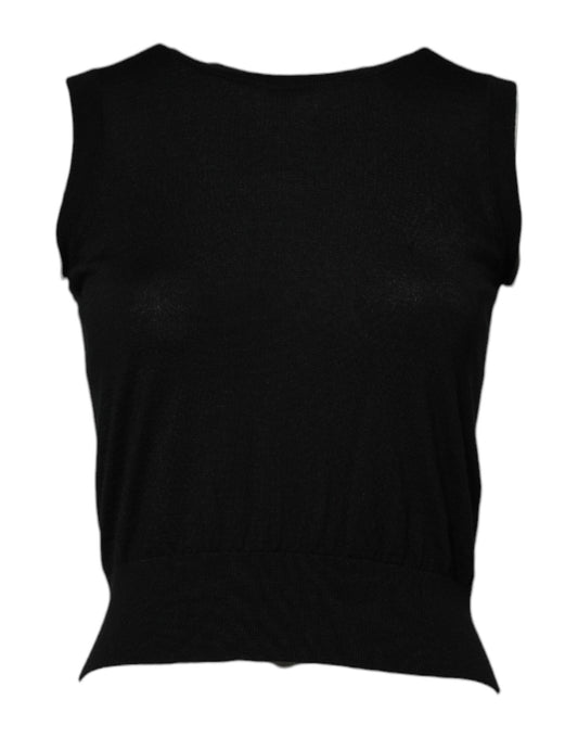 Black Cashmere Sleeveless Women Tank T-shirt