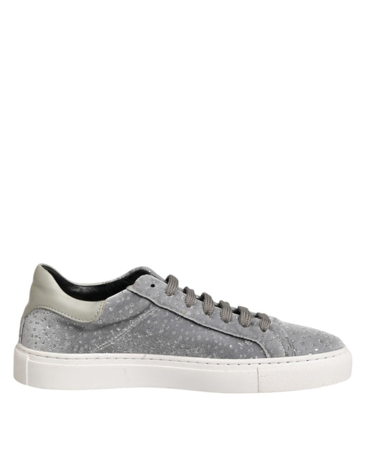 Gray Suede Low Top Lace Up Sneakers Shoes