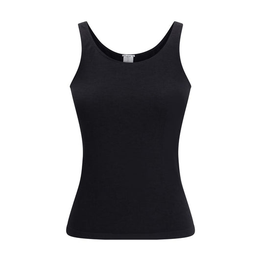 Black Cotton Sleeveles T-Shirt