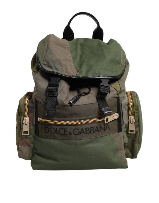 Military Green Patchwork Rucksack Backpack Bag