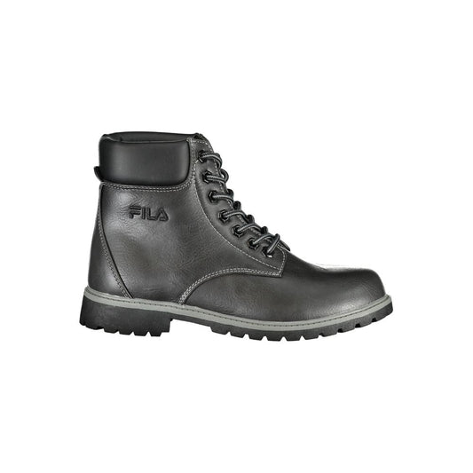 Black Polyurethane Women Ankle Boot