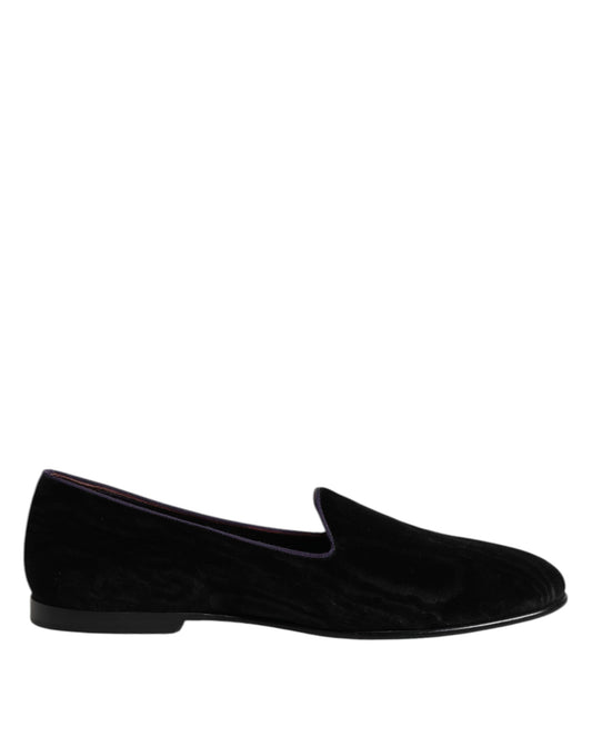 Black DG Crown Embroidery Loafers Slip On Shoes