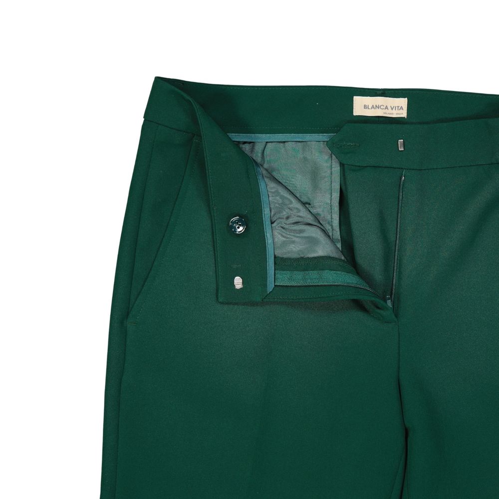 Green Elastane Cropped Pants