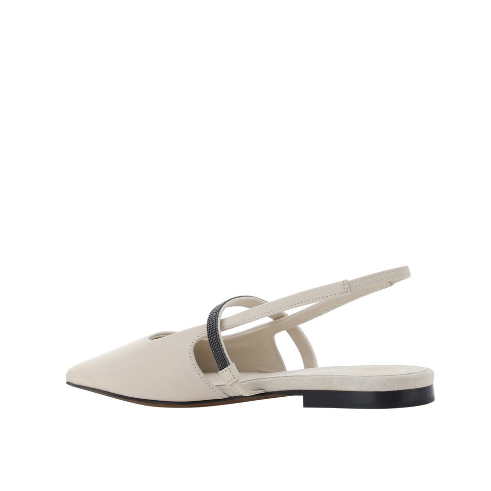 White Calfskin Ballet Flats