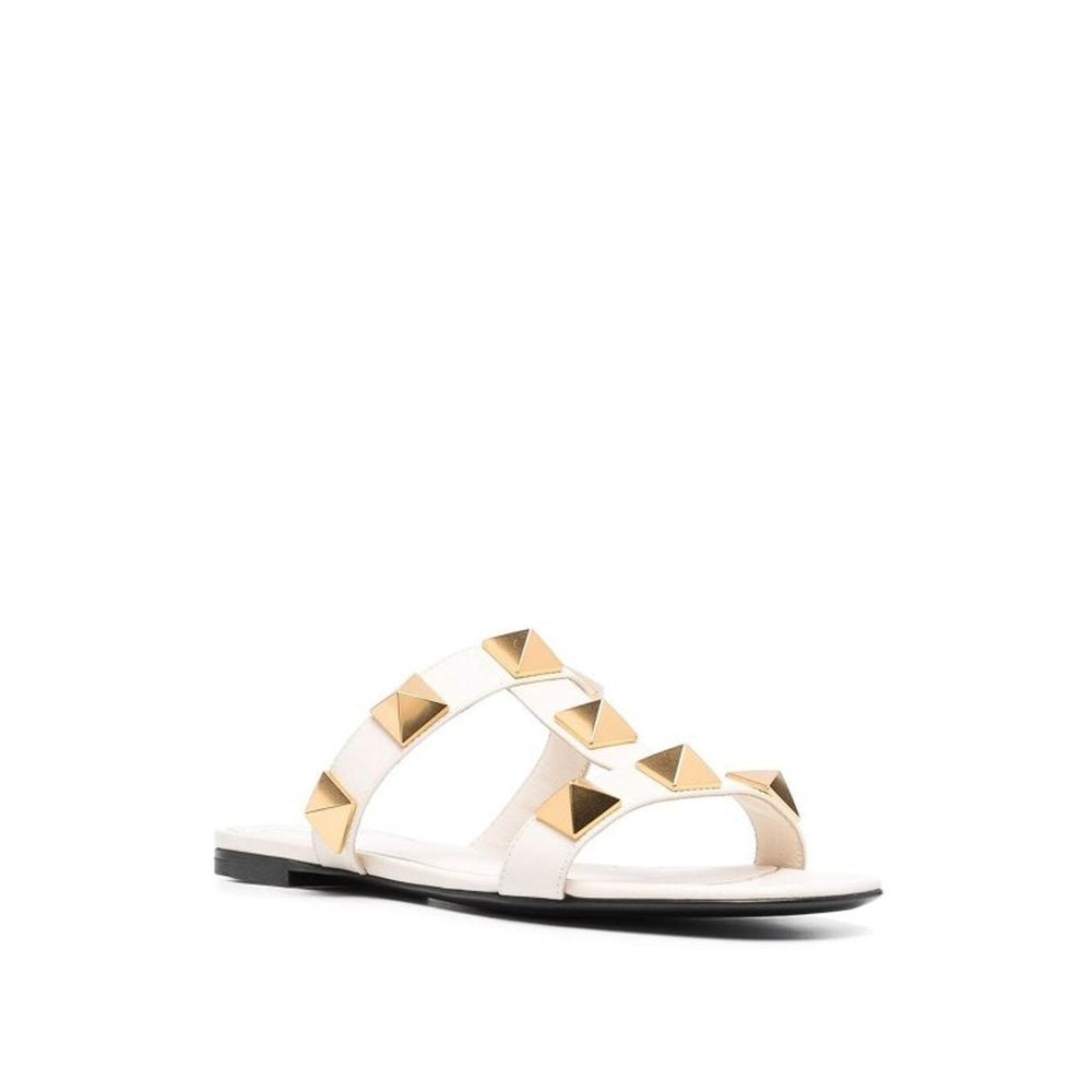 White Calfskin Flat Sandals