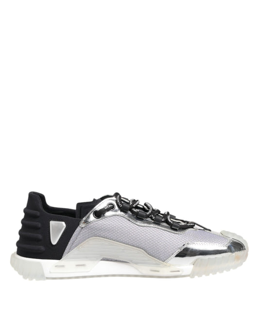 Silver Black Nylon NS1 Low Top Sneakers Shoes