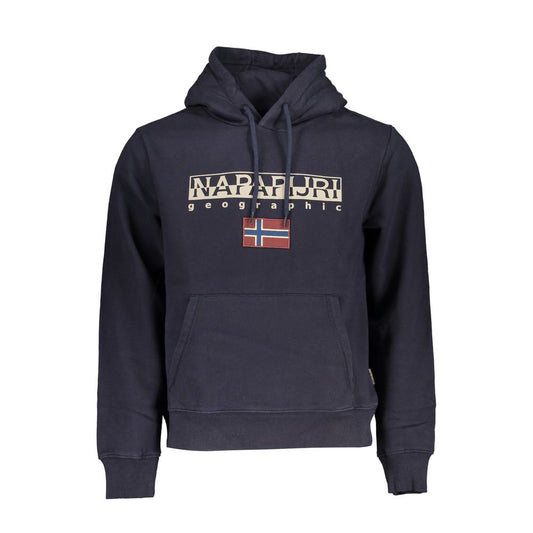 Blue Cotton Men's Hooded Sweatshirt