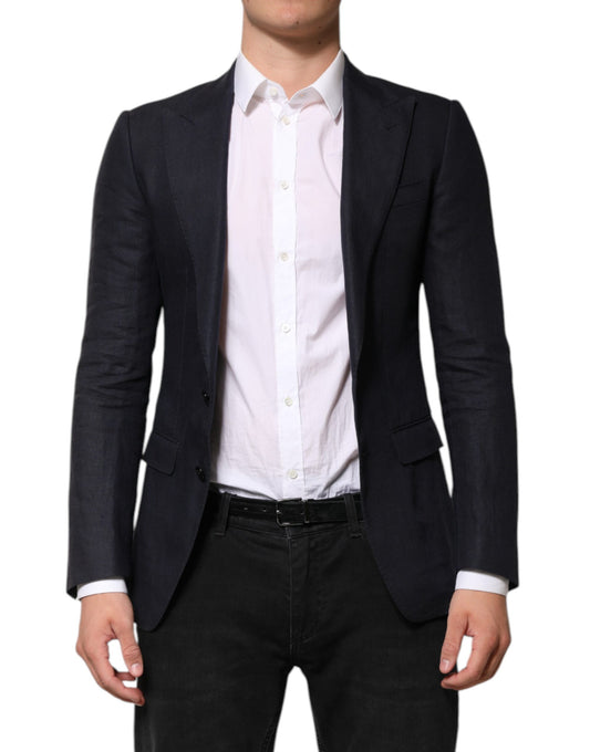 Dark Blue Single Breasted Men Suit Blazer