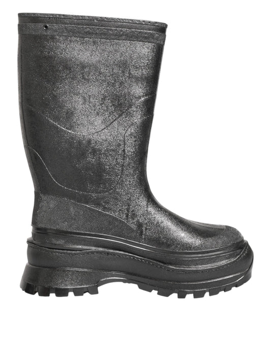 Metallic Gray Pull On Rain Boots Shoes