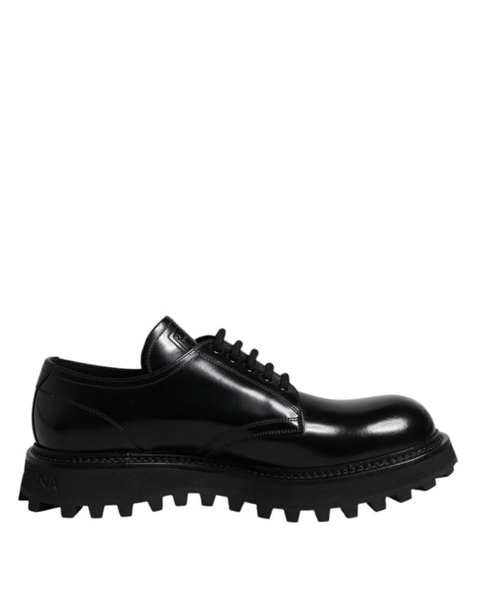 Black Leather Lace Up Trekking Dress Shoes