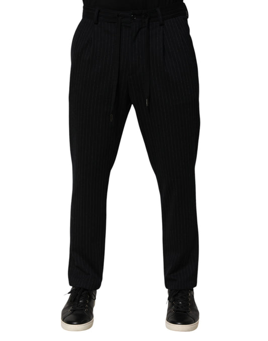 Black Stripes Viscose Skinny Dress Men Pants