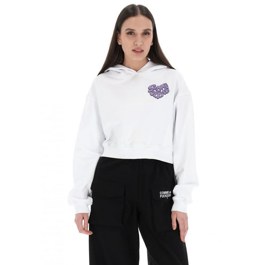 White Cotton Women Sweatshirt