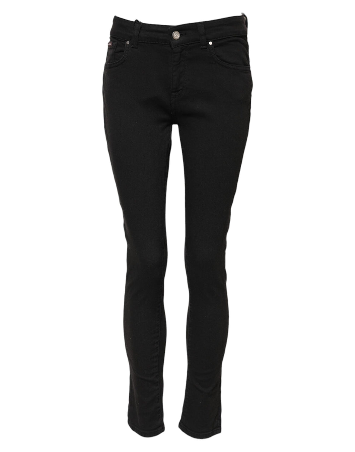 Black Cotton Skinny Mid Waist Denim Jeans