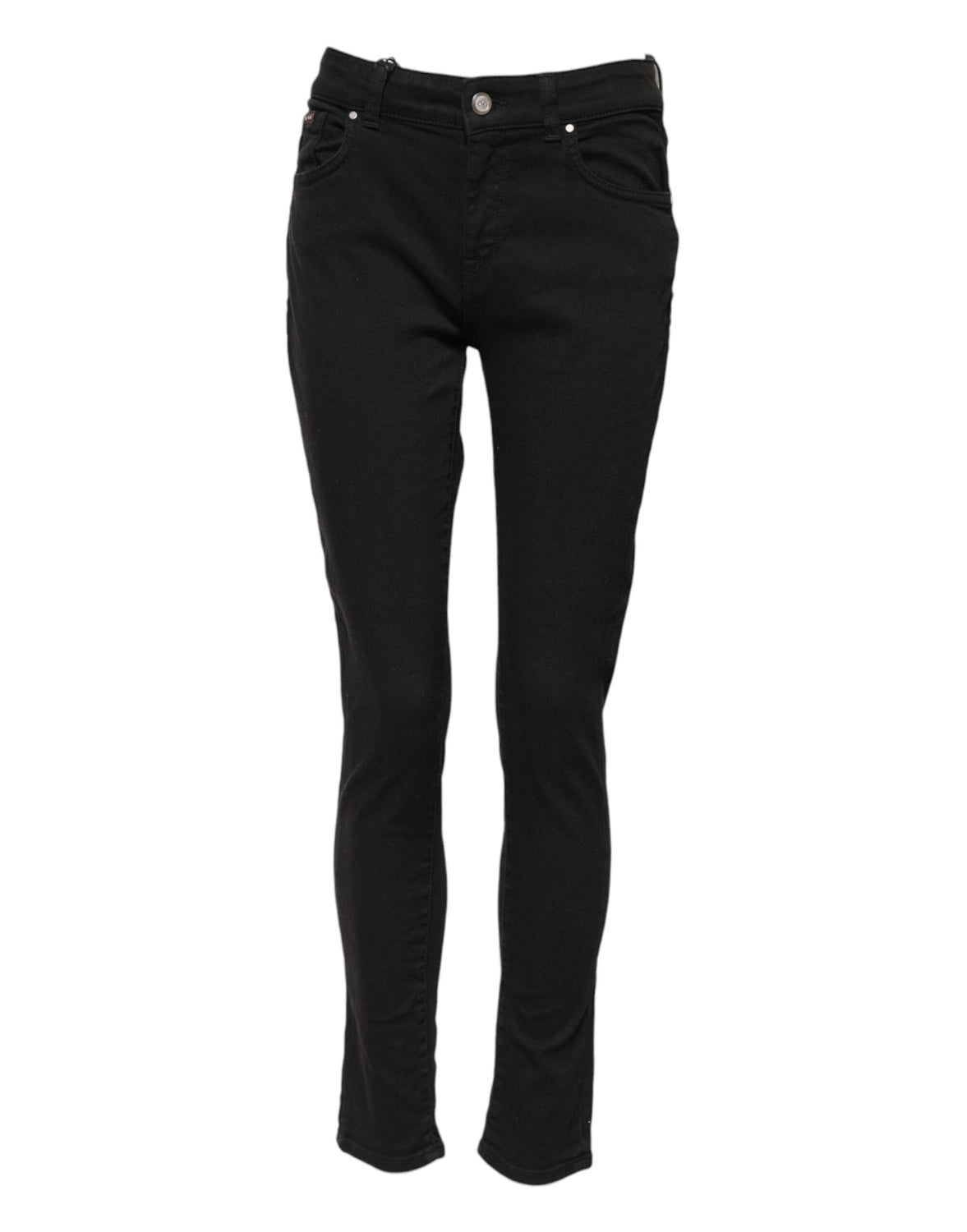 Black Cotton Skinny Mid Waist Denim Jeans