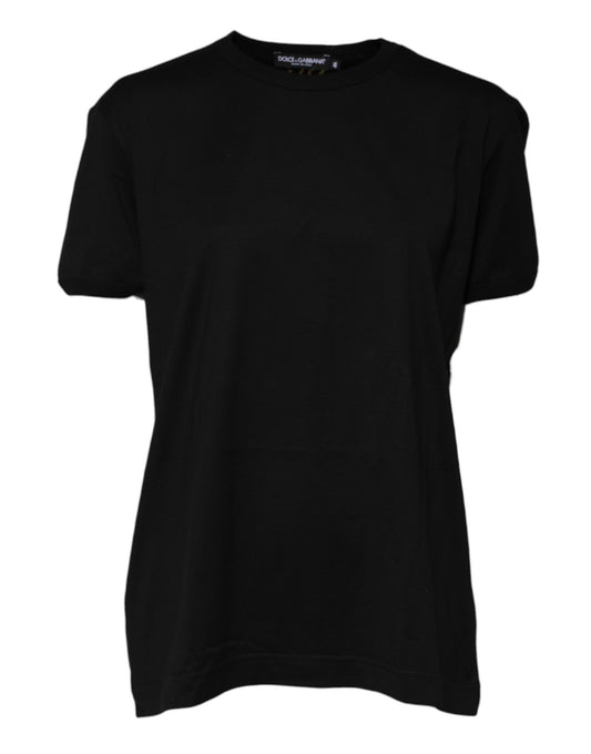 Black Cotton Goodluck Tee Crew Neck T-shirt
