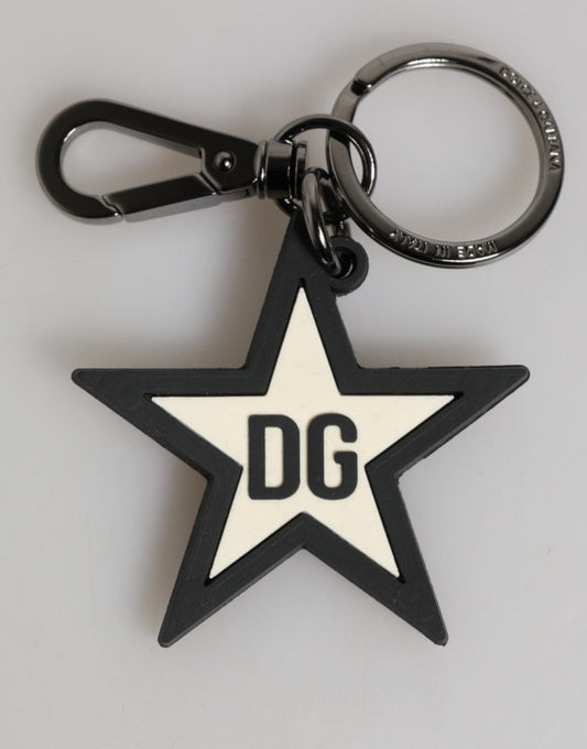 White Black DG Logo Star Rubber Men's Keychain Keyring