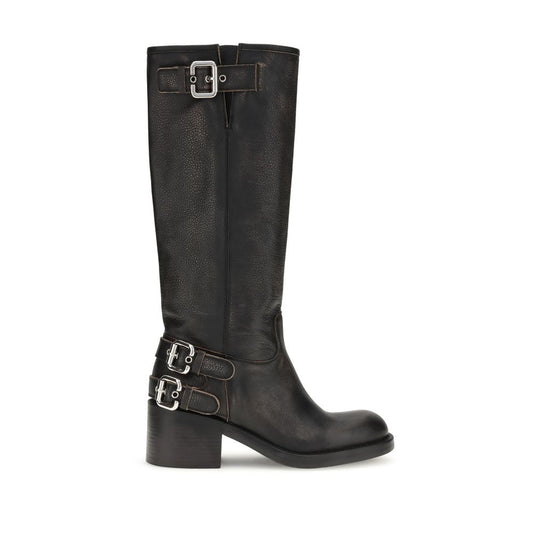 Black Calf Leather Bos Taurus Lace-Up Boots