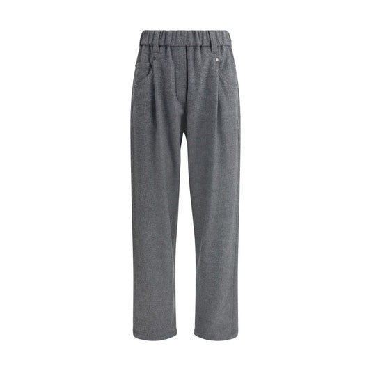 Gray Fleece Wool Casual Pants