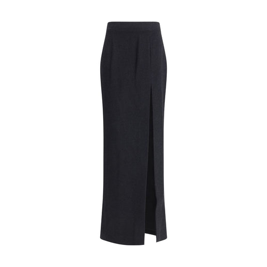 Black Wool Long Skirt