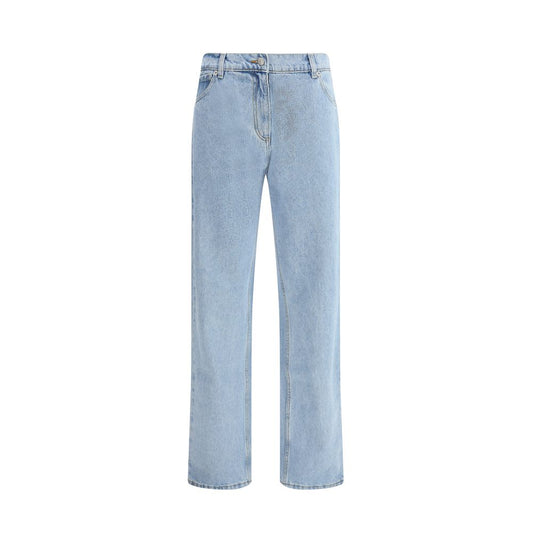 Light Blue Cotton Straight-Leg Jeans