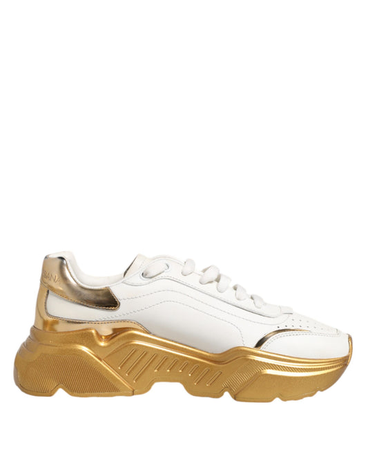 White Gold DAYMASTER Leather Sneakers Womens Shoes