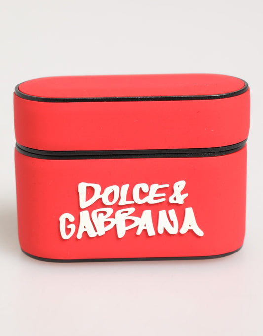 Red PVC DG Logo Embossed Men Flip Holder Airpods Case