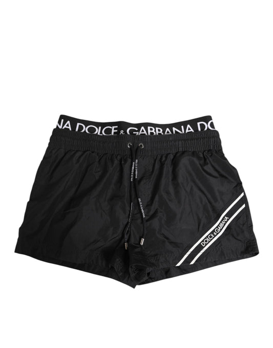 Black Drawstring Beachwear Men Shorts Swimwear