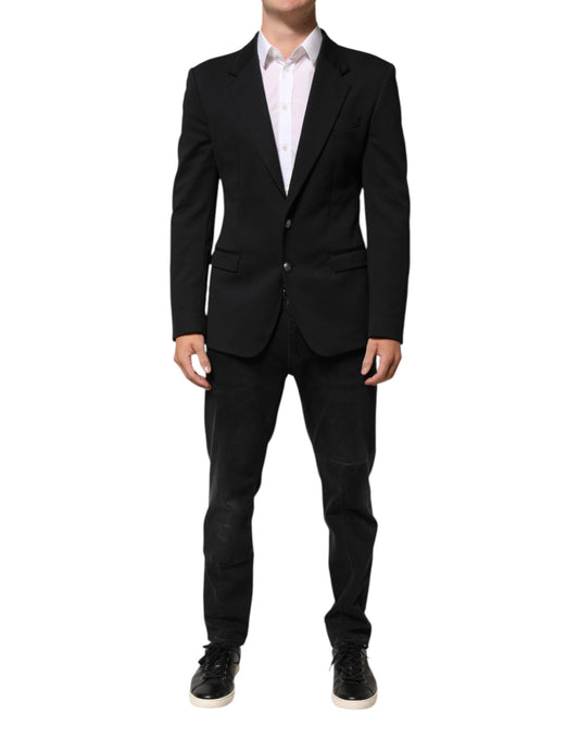 Dark Blue Cotton Men Jacket Coat Blazer Suit